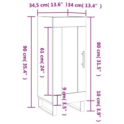 vidaXL Komoda bijela 34,5 x 34 x 90 cm od konstruiranog drva