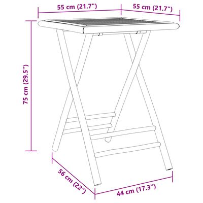 vidaXL 3-dijelni sklopivi bistro set s tamnosivim jastucima bambus