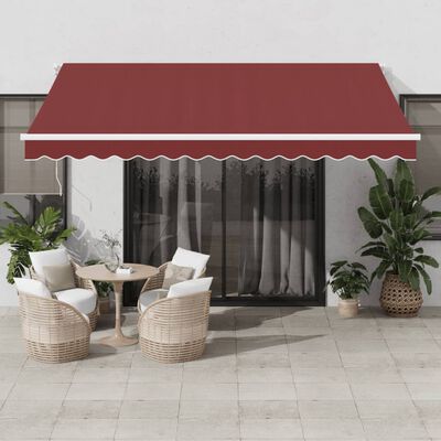 vidaXL Tenda na automatsko uvlačenje bordo 400 x 300 cm