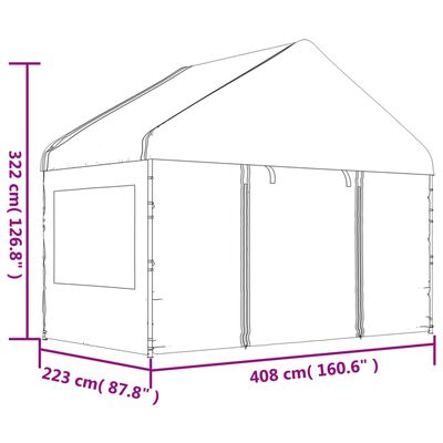 vidaXL Sjenica s krovom bijela 8,92 x 4,08 x 3,22 polietilen