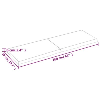 vidaXL Stolna ploča svjetlosmeđa 160x50x(2-6) cm tretirana hrastovina