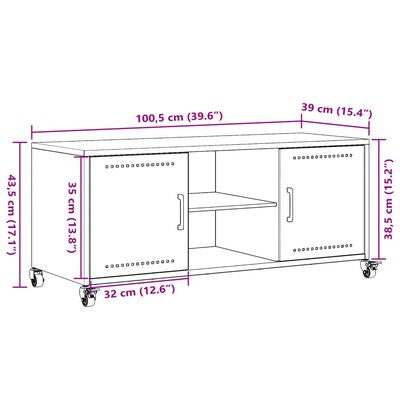 vidaXL TV ormarić ružičasti 100,5 x 39 x 43,5 cm hladno valjani čelik