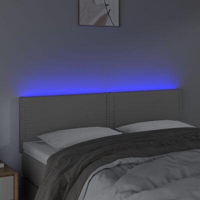 vidaXL LED uzglavlje sivo 144 x 5 x 78/88 cm od umjetne kože