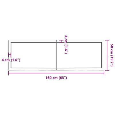 vidaXL Kupaonska radna ploča svjetlosmeđa 160x50x(2-4) cm masivno drvo