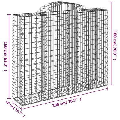 vidaXL Lučne gabionske košare 7 kom 200x50x160/180cm pocinčano željezo