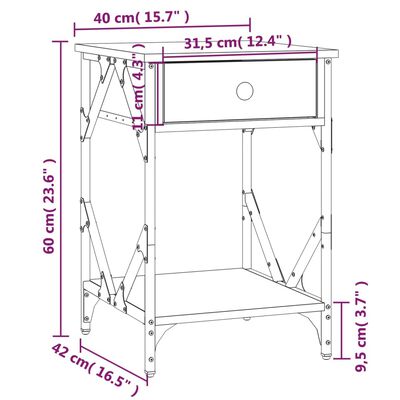 vidaXL Noćni ormarići 2 kom boja smeđeg hrasta 40x42x60 cm drveni