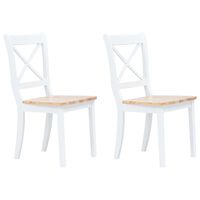 vidaXL Blagovaonske stolice bijele i prirodne 2 kom drvo kaučukovca