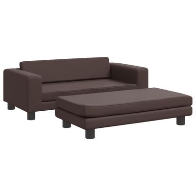 vidaXL Dječja sofa s tabureom smeđa 100 x 50 x 30 cm od umjetne kože