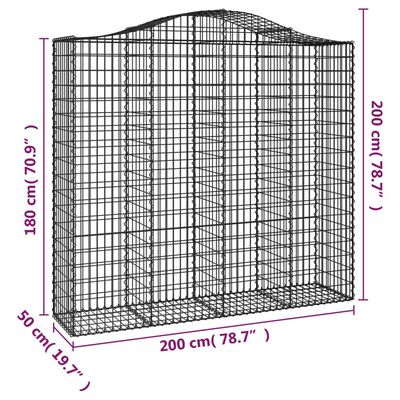 vidaXL Lučne gabionske košare 15kom 200x50x180/200cm pocinčano željezo