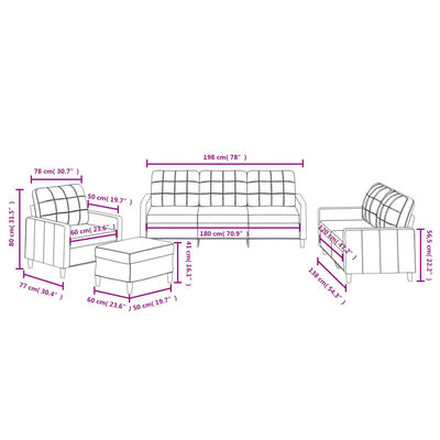 vidaXL 4-dijelni set sofa s jastucima krem od tkanine