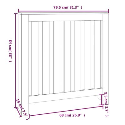 vidaXL Pokrov za radijator bijeli 79,5 x 19 x 84 cm masivna borovina