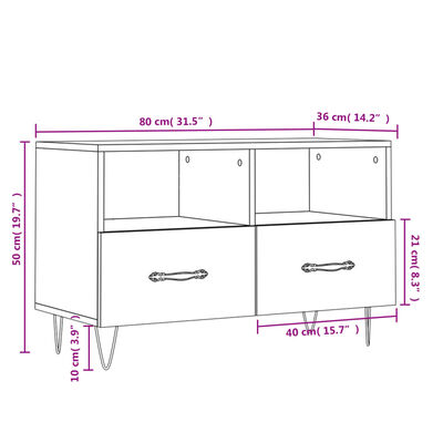 vidaXL TV ormarić crni 80 x 36 x 50 cm od konstruiranog drva