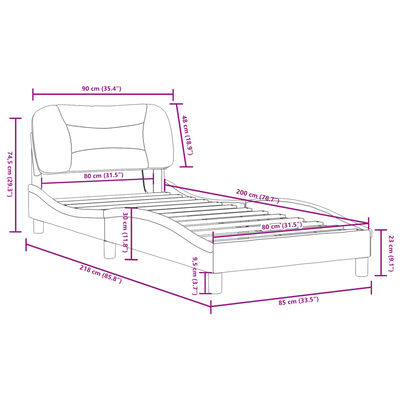 vidaXL Okvir kreveta s LED svjetlima tamnosivi 80 x 200 cm od tkanine