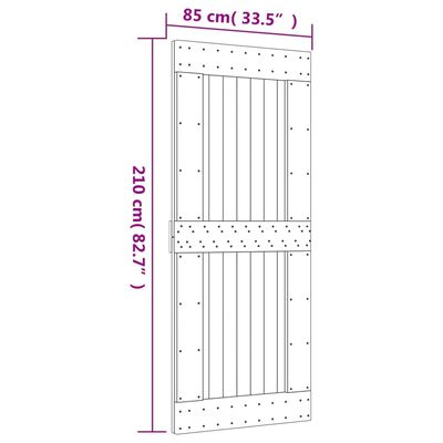 vidaXL Klizna vrata s priborom za montažu 85 x 210 cm masivna borovina