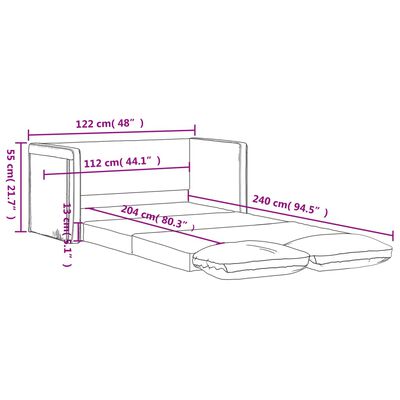 vidaXL Podni kauč na razvlačenje 2-u-1 crni 122x204x55 cm baršunasti