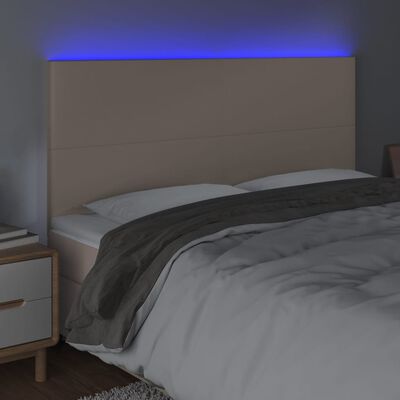 vidaXL LED uzglavlje boja cappuccina 200x5x118/128 cm od umjetna koža