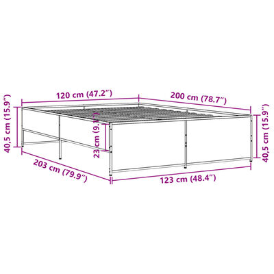 vidaXL Okvir kreveta boja hrasta 120x200 cm konstruirano drvo i metal