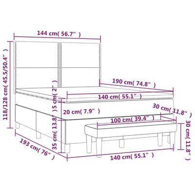 vidaXL Krevet s oprugama i madrac cappuccino 140x190cm od umjetne kože