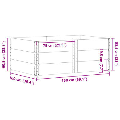 vidaXL Okviri za palete 3 kom crni 150x100 cm od masivne borovine