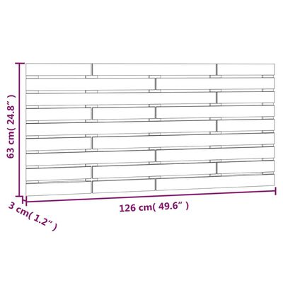 vidaXL Zidno uzglavlje 126 x 3 x 63 cm od masivne borovine