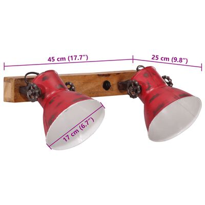 vidaXL Zidna svjetiljka 25 W pohabano crvena 45 x 25 cm E27