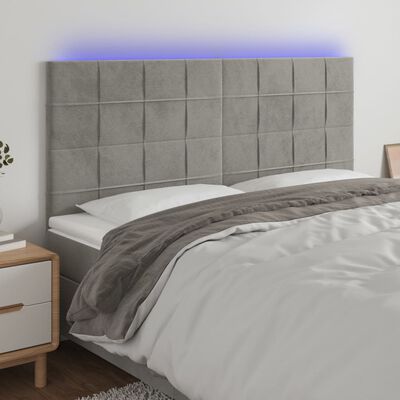 vidaXL LED uzglavlje svjetlosivo 180x5x118/128 cm baršunasto