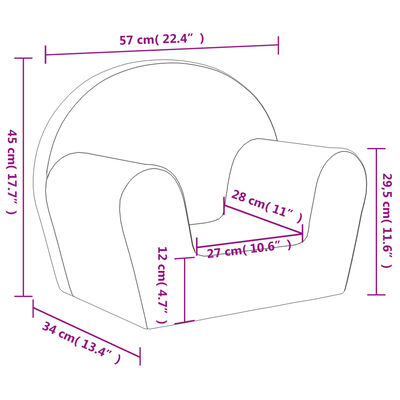vidaXL Dječja sofa antracit od mekanog pliša