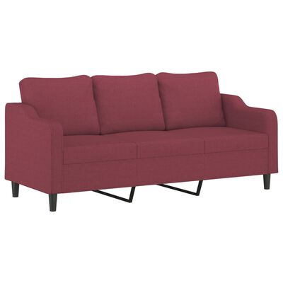 vidaXL 3-dijelni set sofa s jastucima crvena boja vina od tkanine