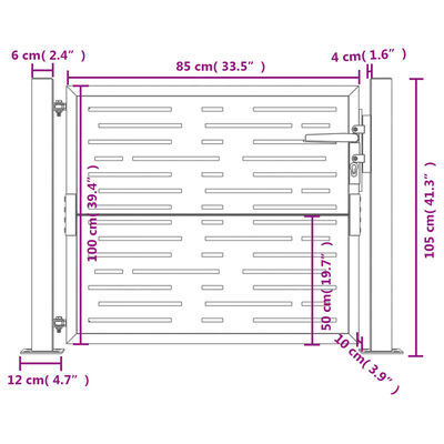 vidaXL Vrtna vrata antracit 105 x 105 cm čelična četvrtasti dizajn