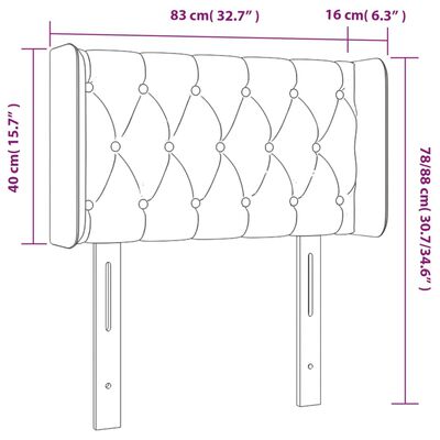 vidaXL LED uzglavlje tamnosivo 83x16x78/88 cm baršunasto