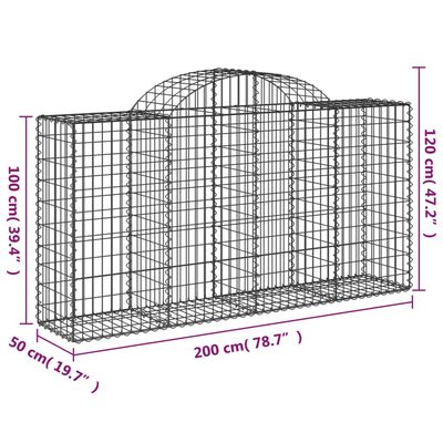 vidaXL Lučne gabionske košare 4 kom 200x50x100/120cm pocinčano željezo