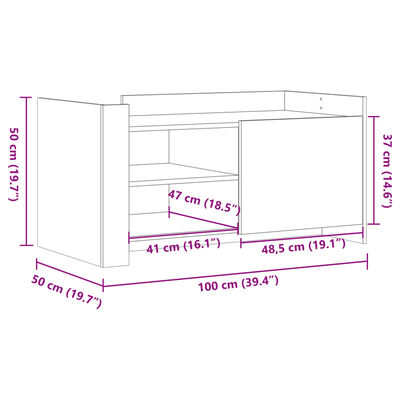 vidaXL Stolić za kavu siva boja hrasta 100x50x50 cm od drva