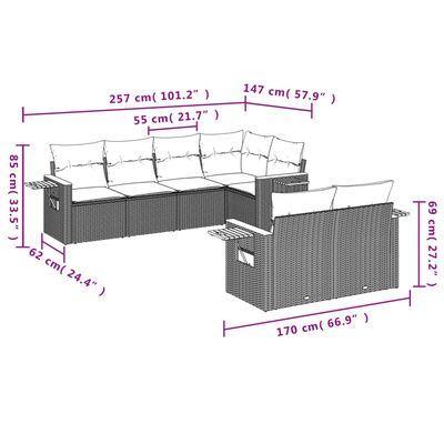 vidaXL 7-dijelni set vrtnih sofa sivi od poliratana