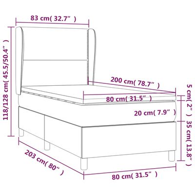 vidaXL Box spring krevet s madracem tamnoplavi 80 x 200 cm baršunasti