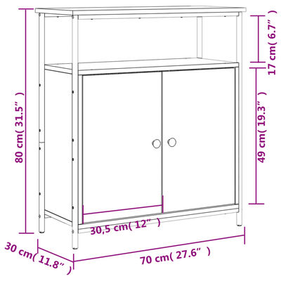 vidaXL Komoda boja dimljenog hrasta 70 x 30 x 80 cm konstruirano drvo