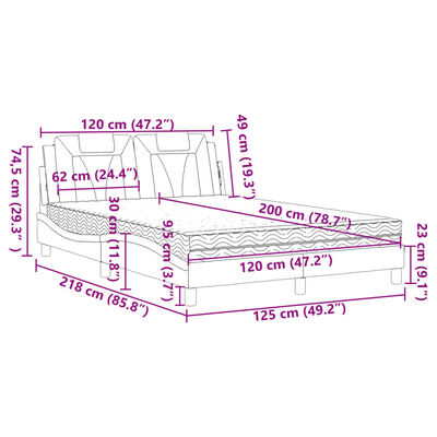 vidaXL Krevet s madracem sivi 120 x 200 cm od umjetne kože