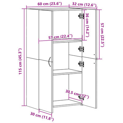 vidaXL Ormarić za spise boja hrasta 60x32x115 cm od konstruiranog drva