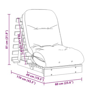 vidaXL Futon na razvlačenje s madracem bijeli 60x206x11 cm borovina