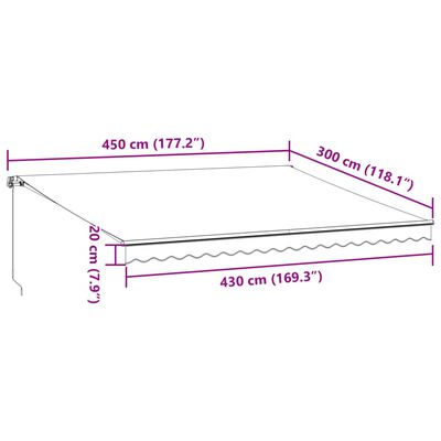 vidaXL Tenda na ručno uvlačenje antracit i bijela 450 x 300 cm