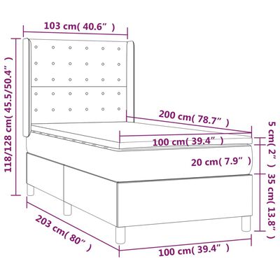 vidaXL Krevet s oprugama i madracem plavi 100 x 200 cm od tkanine