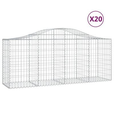 vidaXL Lučne gabionske košare 20 kom 200x50x80/100cm pocinčano željezo