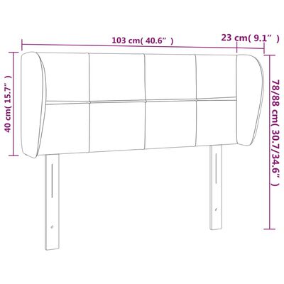 vidaXL Uzglavlje s ušima svjetlosivo 103x23x78/88 cm baršunasto