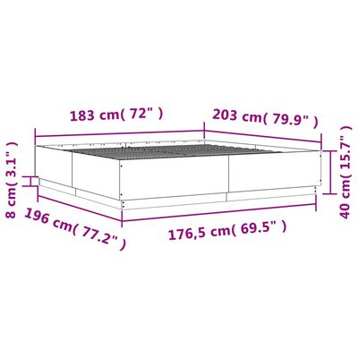 vidaXL Okvir za krevet boja hrasta 180x200 cm konstruirano drvo