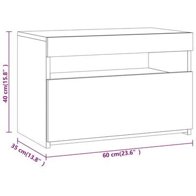 vidaXL Noćni ormarić s LED svjetlima boja hrasta sonome 60x35x40 cm