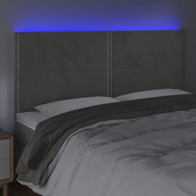 vidaXL LED uzglavlje svjetlosivo 200x5x118/128 cm baršunasto