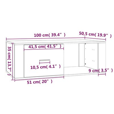 vidaXL Stolić za kavu sivog hrasta 100x50,5x35 cm konstruirano drvo