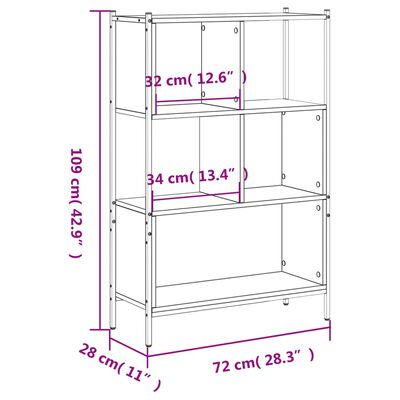 vidaXL Regal za knjige boja hrasta 72x28x109 cm od konstruiranog drva