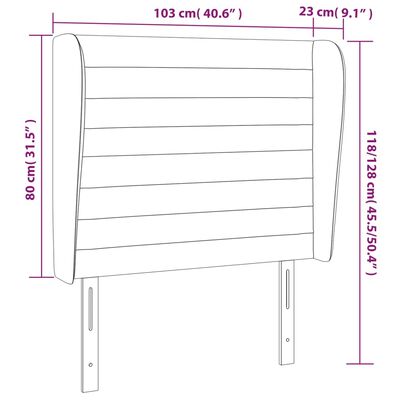 vidaXL Uzglavlje s ušima ružičasto 103x23x118/128 cm baršunasto