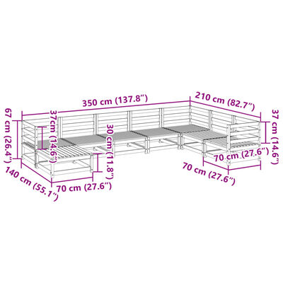 vidaXL 8-dijelni set vrtnih sofa od impregnirane borovine