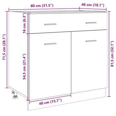 vidaXL Donji ladičar boja hrasta 80 x 46 x 81,5 cm konstruirano drvo